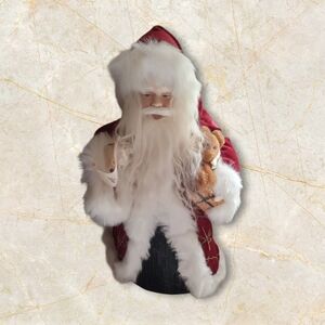 Vintage Santa Claus Tree Topper with Teddy Bear And Naughty And Nice List